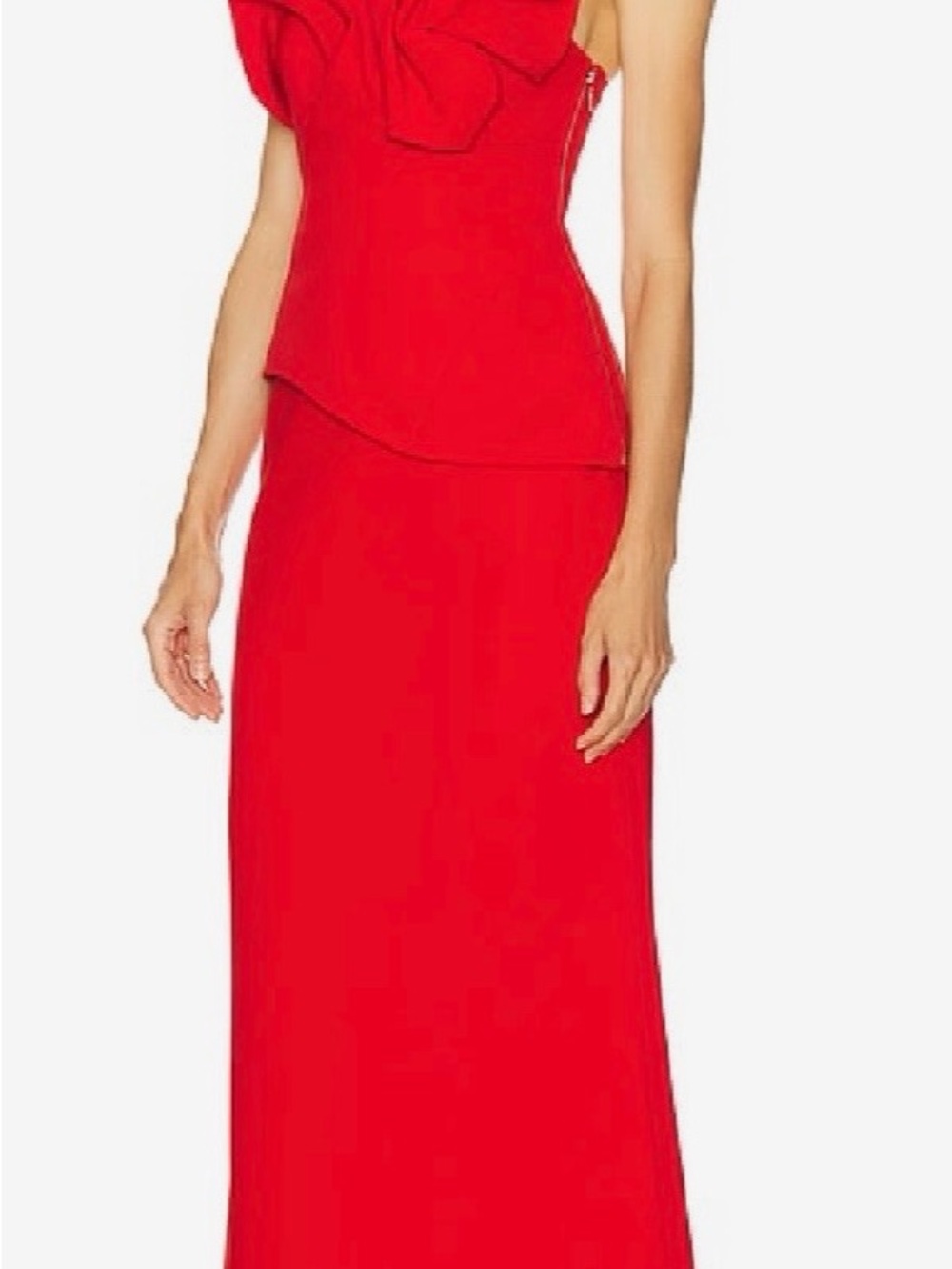 Acler Strapless Red Sculpted-Bow Maxi Dress - Picture 2 of 8